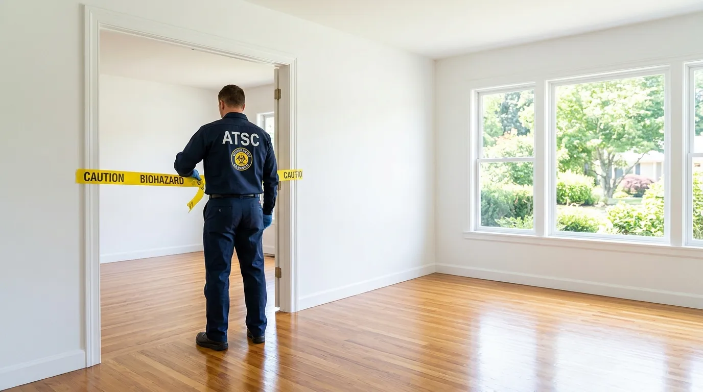 Certified biohazard cleanup crew performing Trauma Scene Cleanup in Williston